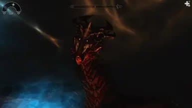 Karagas the Second Era dragon in flight over Skyrim